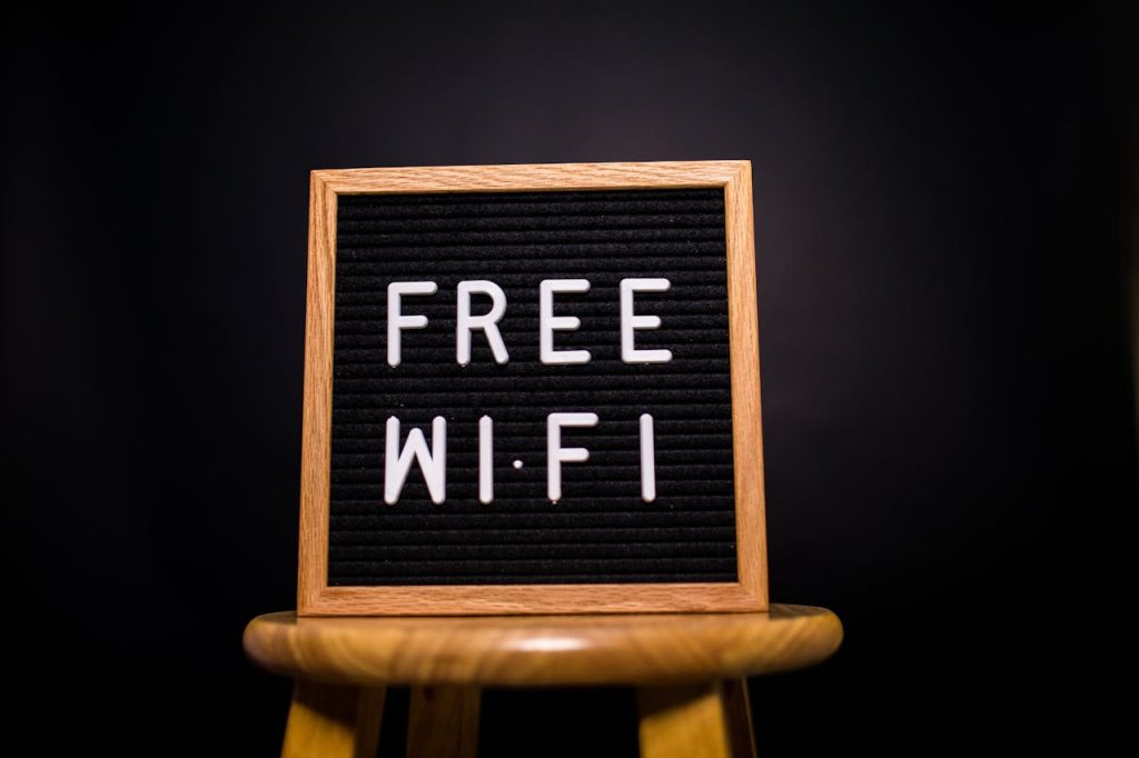 A sign that says free Wi-Fi.